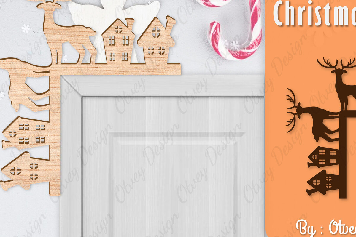 Intra απο ξύλο plywood 3mm-4mm πάχος Christmas Deer Door Corner Corner  Δίασταση 15x15 cm INTRAFABR-111421509