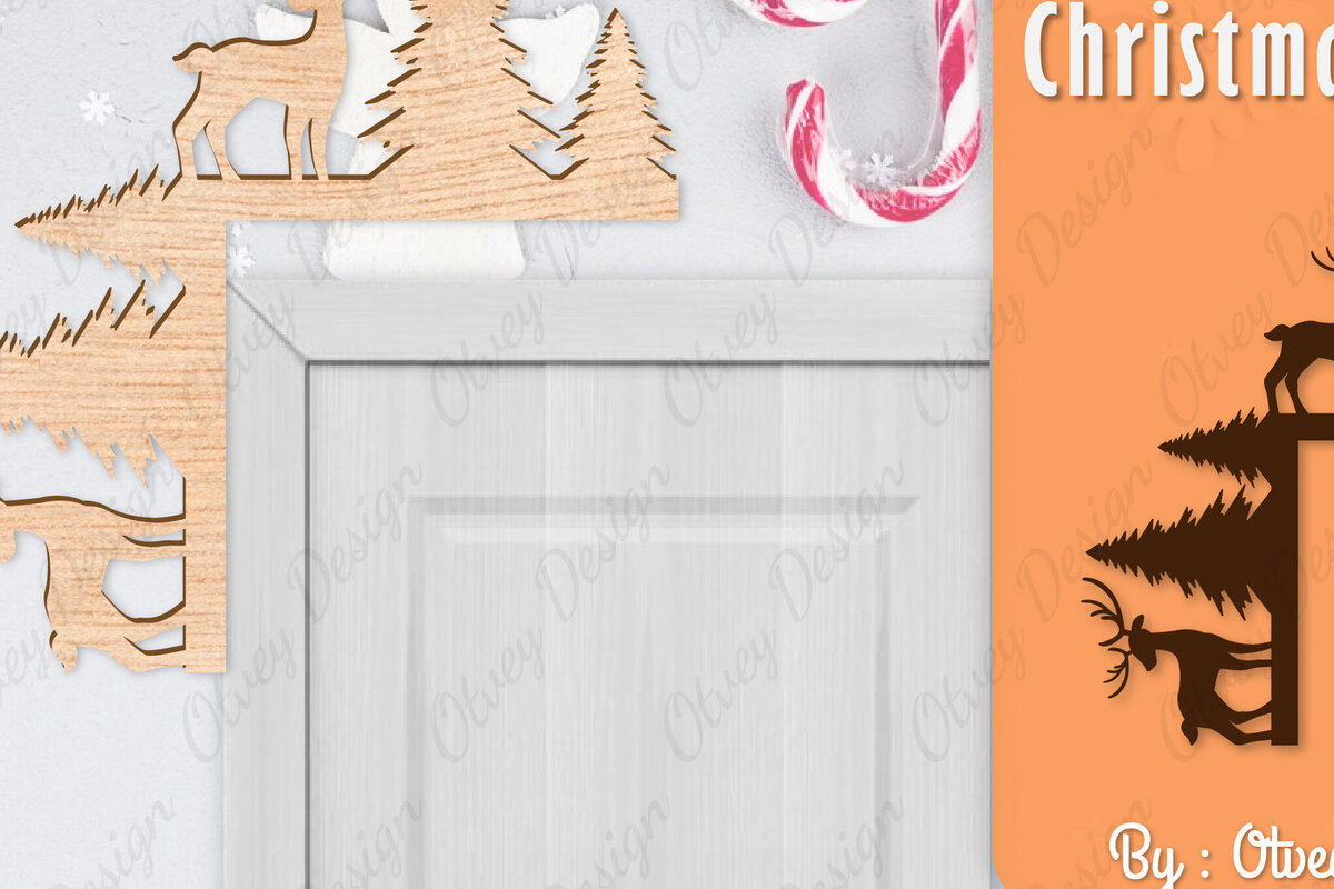 Intra απο ξύλο plywood 3mm-4mm πάχος Christmas Deer Door Corner Corner  Δίασταση 15x15 cm INTRAFABR-111421233