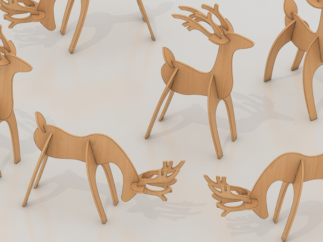 Intra απο ξύλο plywood 3mm-4mm πάχος Christmas Deer  Cutting 126 Δίασταση 15x15 cm INTRAFABR-60942273