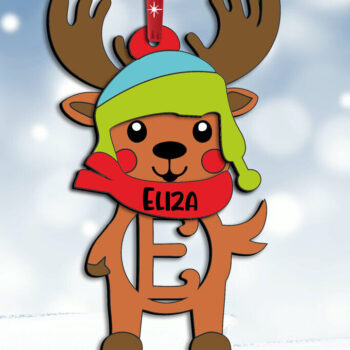 Intra απο ξύλο plywood 3mm-4mm πάχος Χριστουγεννιάτικο γράμμα ελαφιού Ε γιορτινό στολίδι Δίασταση 8x8 cm INTRAFABR-111231101 - Image 3