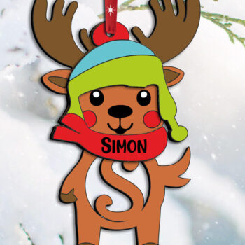 Intra απο ξύλο plywood 3mm-4mm πάχος Χριστουγεννιάτικο γράμμα ελαφιού S Στολίδι Δίασταση 8x8 cm INTRAFABR-111535396 - Image 1