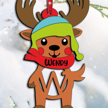 Intra απο ξύλο plywood 3mm-4mm πάχος Χριστουγεννιάτικο δώρο στολίδι γράμμα W ελαφιού Δίασταση 8x8 cm INTRAFABR-111564517 - Image 1