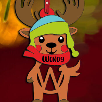 Intra απο ξύλο plywood 3mm-4mm πάχος Χριστουγεννιάτικο δώρο στολίδι γράμμα W ελαφιού Δίασταση 8x8 cm INTRAFABR-111564517 - Image 2