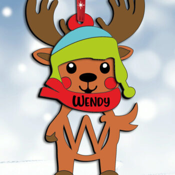 Intra απο ξύλο plywood 3mm-4mm πάχος Χριστουγεννιάτικο δώρο στολίδι γράμμα W ελαφιού Δίασταση 8x8 cm INTRAFABR-111564517 - Image 3