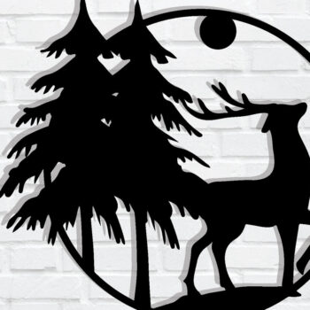 Intra απο ξύλο plywood 3mm-4mm πάχος Χριστουγεννιάτικο Deer Metal Wall Art Δίασταση 40x40 cm INTRAFABR-79320496 - Image 1