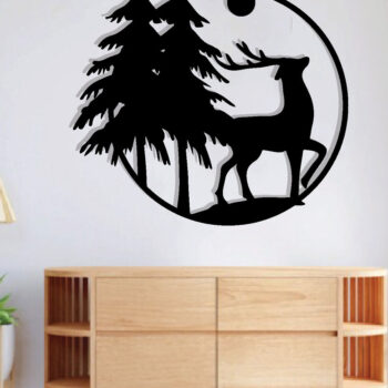 Intra απο ξύλο plywood 3mm-4mm πάχος Χριστουγεννιάτικο Deer Metal Wall Art Δίασταση 40x40 cm INTRAFABR-79320496 - Image 2