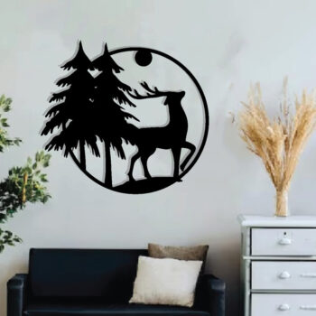 Intra απο ξύλο plywood 3mm-4mm πάχος Χριστουγεννιάτικο Deer Metal Wall Art Δίασταση 40x40 cm INTRAFABR-79320496 - Image 3
