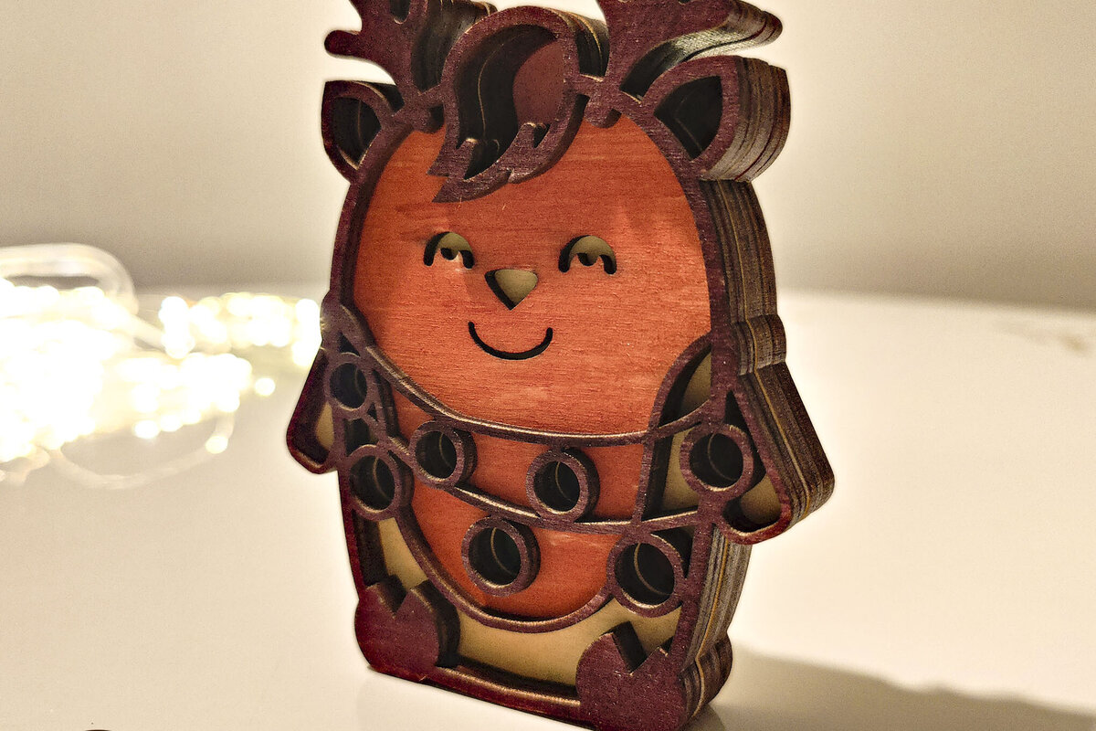 Intra απο ξύλο plywood 3mm-4mm πάχος Πρότυπο πολλαπλών στρώσεων Χριστουγέννων ελαφιών Δίασταση 3x5 cm INTRAFABR-108625494