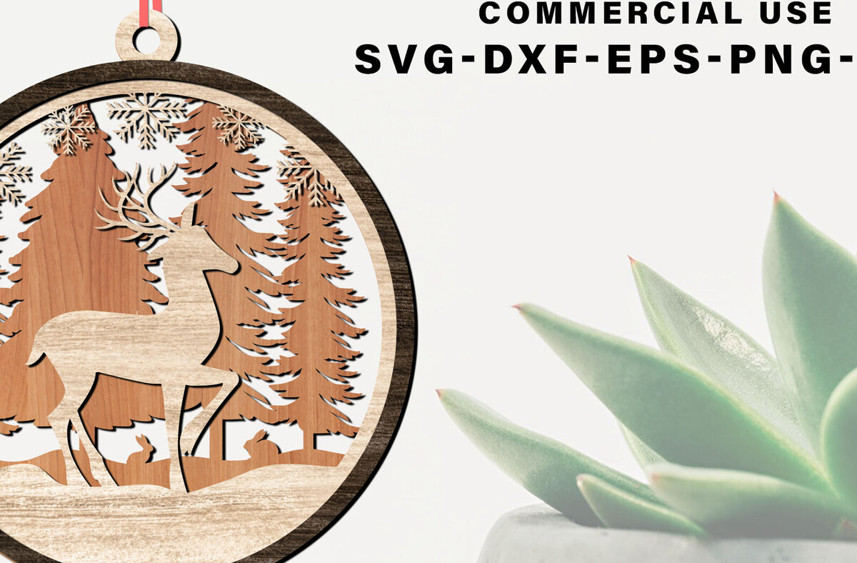 Intra απο ξύλο plywood 3mm-4mm πάχος κοπής με λέιζερ Χριστουγεννιάτικο στολίδι ελαφιού Δίασταση 8x8 cm INTRAFABR-80558704