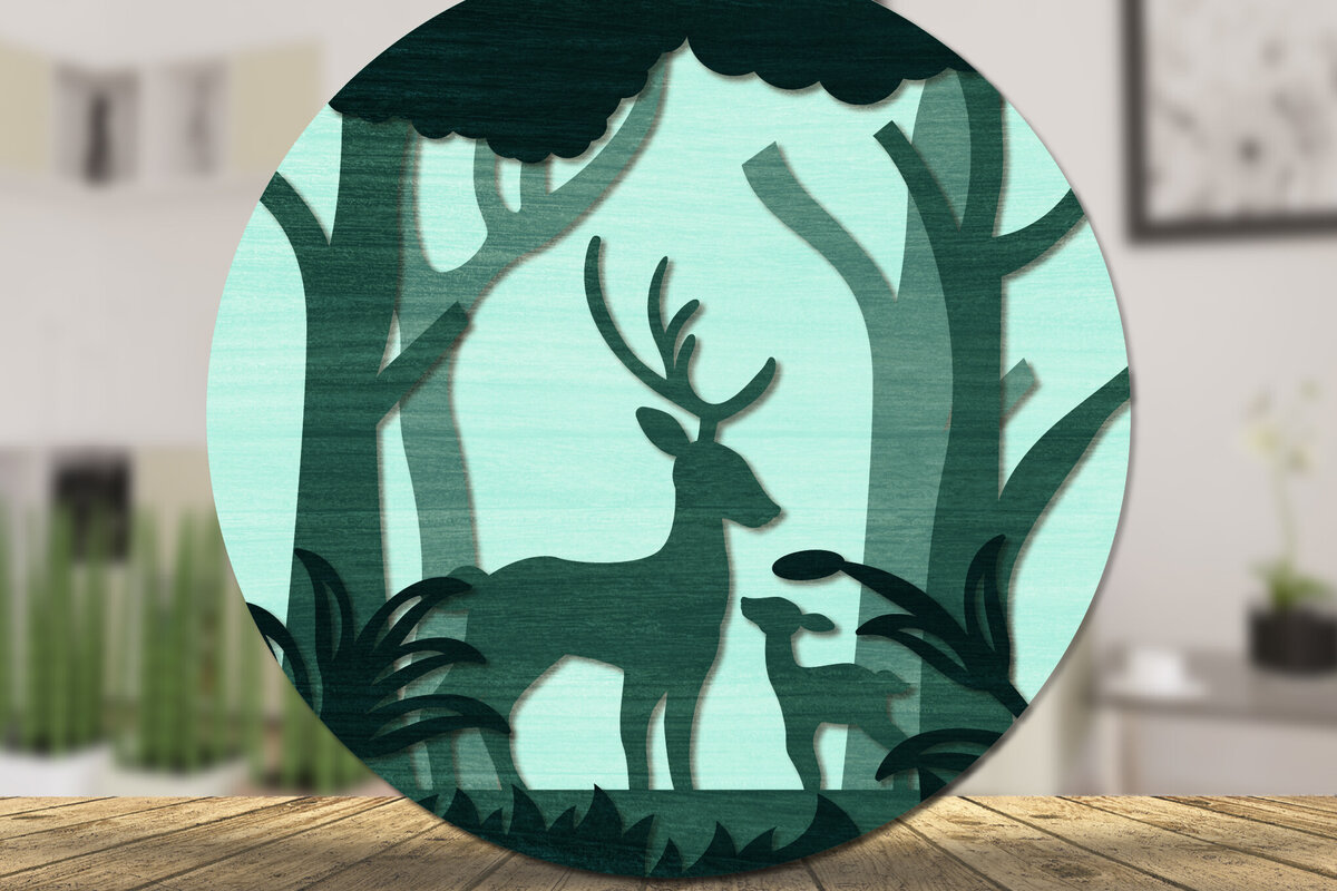 Intra απο ξύλο plywood 3mm-4mm πάχος Christmas Deer Round Door  Δίασταση 15x15 cm INTRAFABR-111165778
