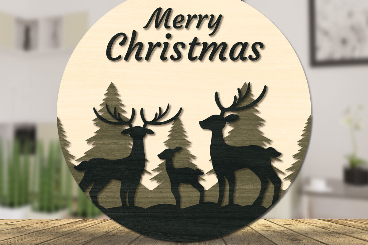 Intra απο ξύλο plywood 3mm-4mm πάχος Christmas Deer Round Door  Δίασταση 15x15 cm INTRAFABR-111165797