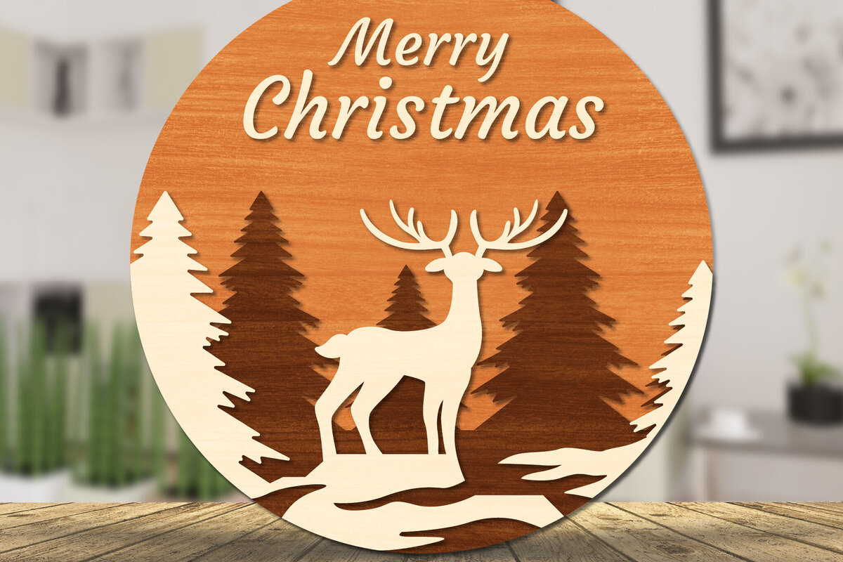 Intra απο ξύλο plywood 3mm-4mm πάχος Christmas Deer Round Door  Δίασταση 15x15 cm INTRAFABR-111165825