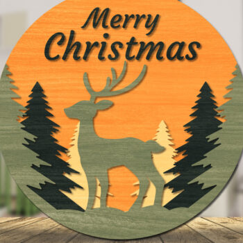 Intra απο ξύλο plywood 3mm-4mm πάχος Christmas Deer Round Door  Δίασταση 15x15 cm INTRAFABR-111165850 - Image 1