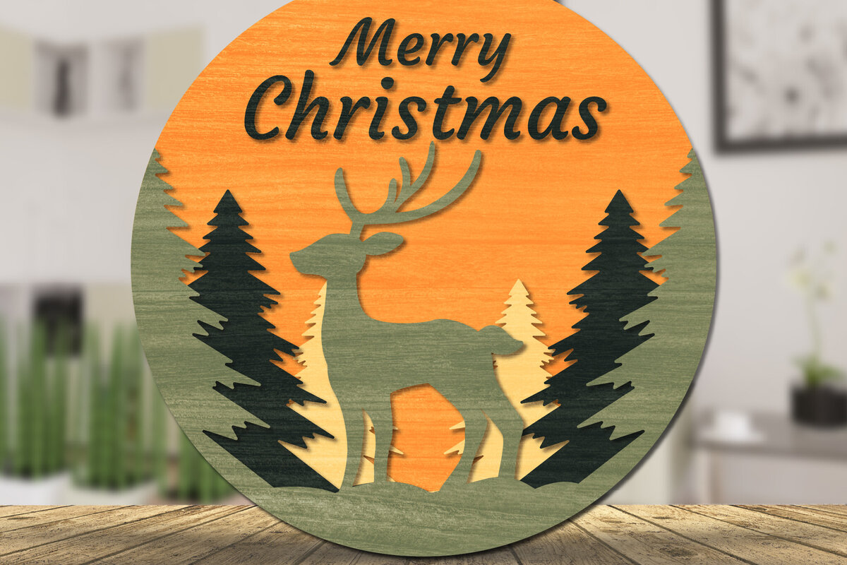 Intra απο ξύλο plywood 3mm-4mm πάχος Christmas Deer Round Door  Δίασταση 15x15 cm INTRAFABR-111165850
