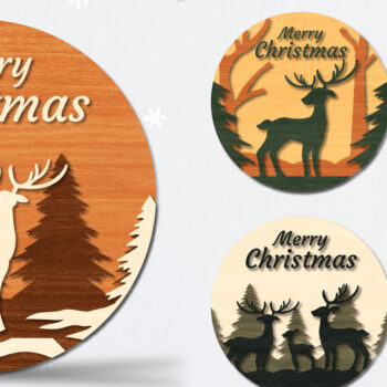 Intra απο ξύλο plywood 3mm-4mm πάχος Christmas Deer Round Door  Δίασταση 15x15 cm INTRAFABR-111165905 - Image 1