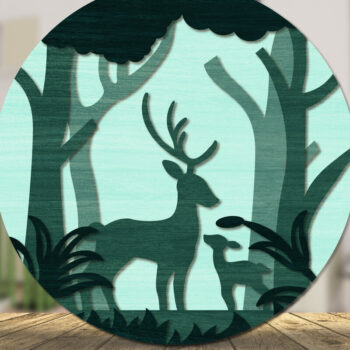Intra απο ξύλο plywood 3mm-4mm πάχος Christmas Deer Round Door  Δίασταση 15x15 cm INTRAFABR-111165905 - Image 3