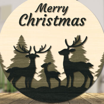 Intra απο ξύλο plywood 3mm-4mm πάχος Christmas Deer Round Door  Δίασταση 15x15 cm INTRAFABR-111165905 - Image 4
