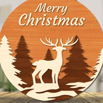 Intra απο ξύλο plywood 3mm-4mm πάχος Christmas Deer Round Door  Δίασταση 15x15 cm INTRAFABR-111165905 - Image 5