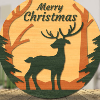 Intra απο ξύλο plywood 3mm-4mm πάχος Christmas Deer Round Door  Δίασταση 15x15 cm INTRAFABR-111165765 - Image 1