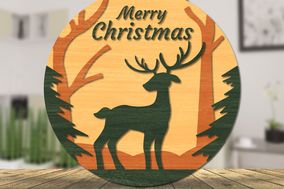 Intra απο ξύλο plywood 3mm-4mm πάχος Christmas Deer Round Door  Δίασταση 15x15 cm INTRAFABR-111165765