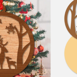 Intra απο ξύλο plywood 3mm-4mm πάχος Χριστουγεννιάτικο Στρογγυλό Στολίδι Ελαφιού  Δίασταση 8x8 cm INTRAFABR-111164982