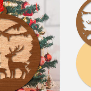 Intra απο ξύλο plywood 3mm-4mm πάχος Χριστουγεννιάτικο Στρογγυλό Στολίδι Ελαφιού  Δίασταση 8x8 cm INTRAFABR-111165006