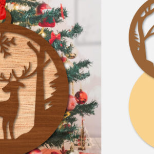 Intra απο ξύλο plywood 3mm-4mm πάχος Χριστουγεννιάτικο Στρογγυλό Στολίδι Ελαφιού  Δίασταση 8x8 cm INTRAFABR-111164939