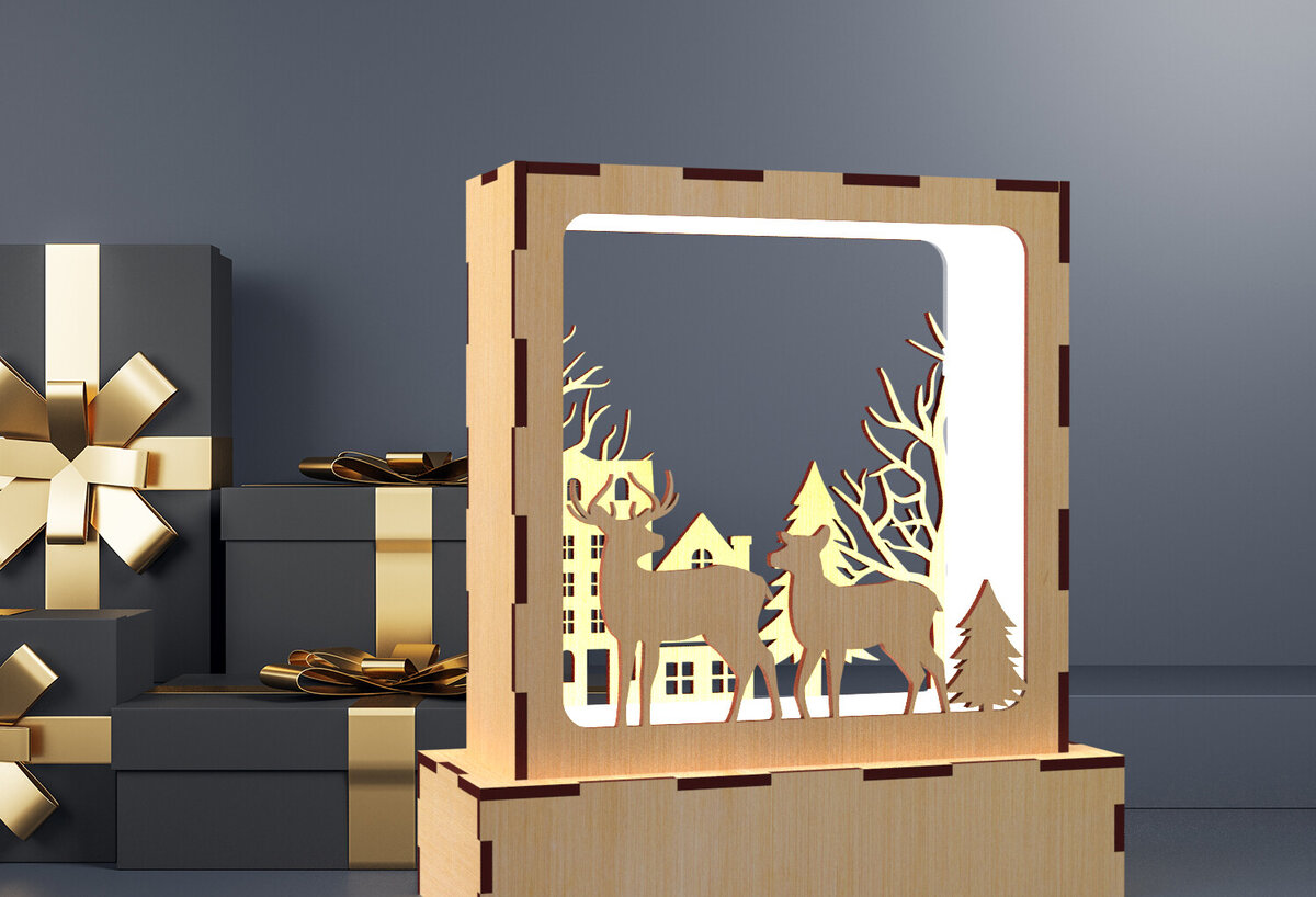 Intra απο ξύλο plywood 3mm-4mm πάχος Χριστουγεννιάτικη κεριά τραπεζιού ελαφιού 04 Δίασταση 15x15 cm INTRAFABR-82420646