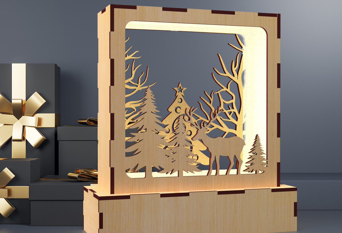 Intra απο ξύλο plywood 3mm-4mm πάχος Χριστουγεννιάτικη κεριά τραπεζιού ελαφιού 05 Δίασταση 15x15 cm INTRAFABR-82420659