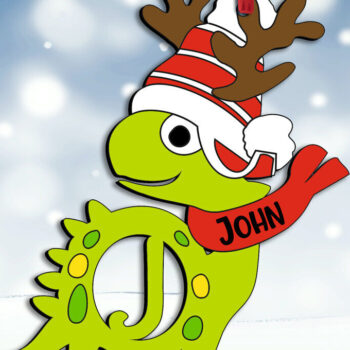 Intra απο ξύλο plywood 3mm-4mm πάχος Χριστουγεννιάτικο εορταστικό στολίδι Dino J Letter Δίασταση 8x8 cm INTRAFABR-111676545 - Image 1