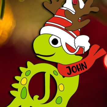 Intra απο ξύλο plywood 3mm-4mm πάχος Χριστουγεννιάτικο εορταστικό στολίδι Dino J Letter Δίασταση 8x8 cm INTRAFABR-111676545 - Image 2