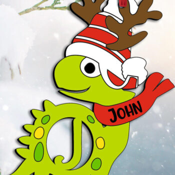 Intra απο ξύλο plywood 3mm-4mm πάχος Χριστουγεννιάτικο εορταστικό στολίδι Dino J Letter Δίασταση 8x8 cm INTRAFABR-111676545 - Image 3