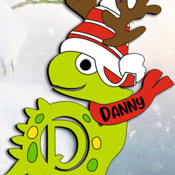 Intra απο ξύλο plywood 3mm-4mm πάχος Χριστουγεννιάτικο Dino Letter D Διακοπές στολίδι Δίασταση 8x8 cm INTRAFABR-111611390 - Image 2