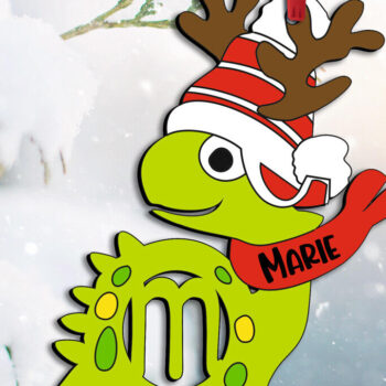 Intra απο ξύλο plywood 3mm-4mm πάχος Χριστουγεννιάτικο εορταστικό στολίδι Dino M Letter Δίασταση 8x8 cm INTRAFABR-111682585 - Image 2