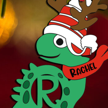 Intra απο ξύλο plywood 3mm-4mm πάχος Χριστουγεννιάτικο δώρο Χριστουγέννων Dino R Letter Δίασταση 8x8 cm INTRAFABR-111687154 - Image 1