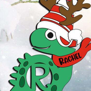 Intra απο ξύλο plywood 3mm-4mm πάχος Χριστουγεννιάτικο δώρο Χριστουγέννων Dino R Letter Δίασταση 8x8 cm INTRAFABR-111687154 - Image 2