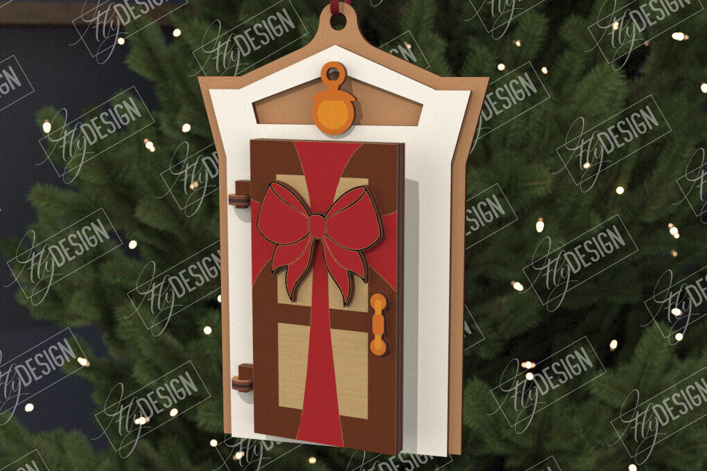 Intra απο ξύλο plywood 3mm-4mm πάχος Χριστουγεννιάτικη Πόρτα | Παιχνίδι Χριστουγεννιάτικου Δέντρου |CNC Δίασταση 15x15 cm INTRAFABR-106592103