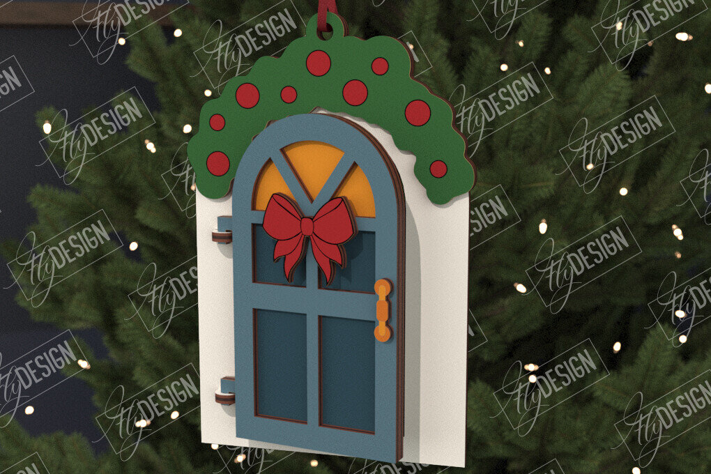 Intra απο ξύλο plywood 3mm-4mm πάχος Χριστουγεννιάτικη Πόρτα | Παιχνίδι Χριστουγεννιάτικου Δέντρου |CNC Δίασταση 15x15 cm INTRAFABR-106591959