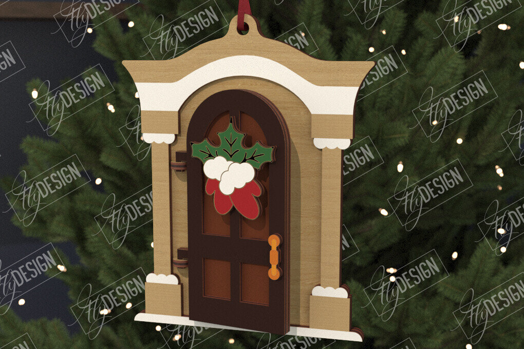 Intra απο ξύλο plywood 3mm-4mm πάχος Χριστουγεννιάτικη Πόρτα | Παιχνίδι Χριστουγεννιάτικου Δέντρου |CNC Δίασταση 15x15 cm INTRAFABR-106591980