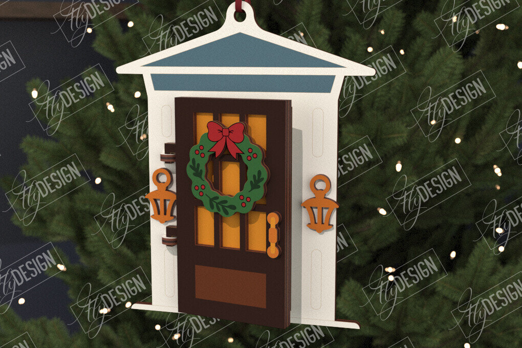 Intra απο ξύλο plywood 3mm-4mm πάχος Χριστουγεννιάτικη Πόρτα | Παιχνίδι Χριστουγεννιάτικου Δέντρου |CNC Δίασταση 15x15 cm INTRAFABR-106591992