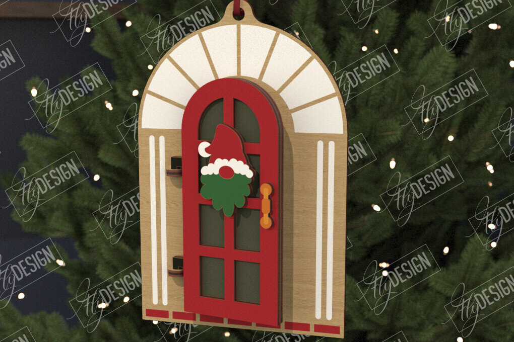 Intra απο ξύλο plywood 3mm-4mm πάχος Χριστουγεννιάτικη Πόρτα | Παιχνίδι Χριστουγεννιάτικου Δέντρου |CNC Δίασταση 15x15 cm INTRAFABR-106592021