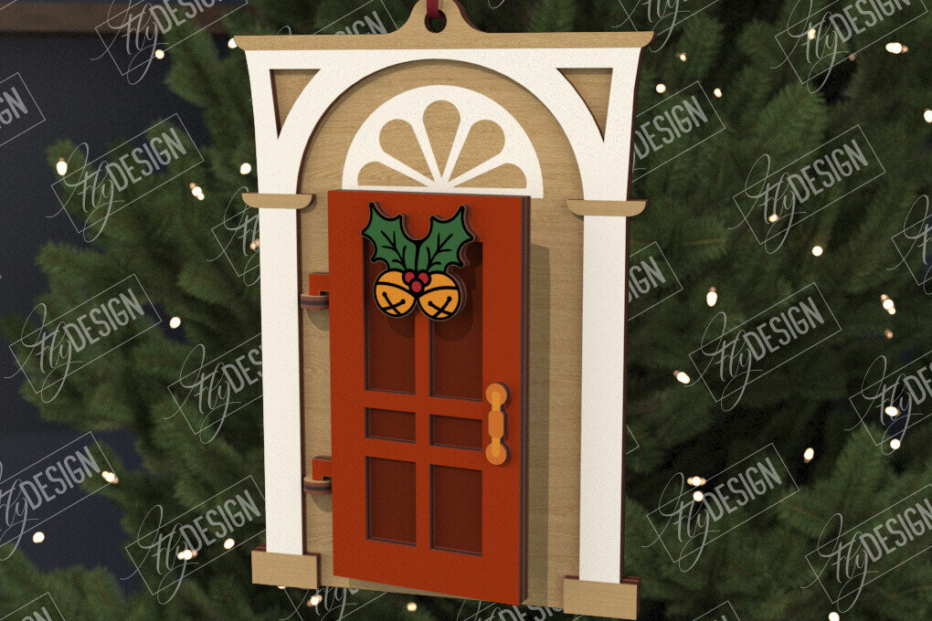 Intra απο ξύλο plywood 3mm-4mm πάχος Χριστουγεννιάτικη Πόρτα | Παιχνίδι Χριστουγεννιάτικου Δέντρου |CNC Δίασταση 15x15 cm INTRAFABR-106592049