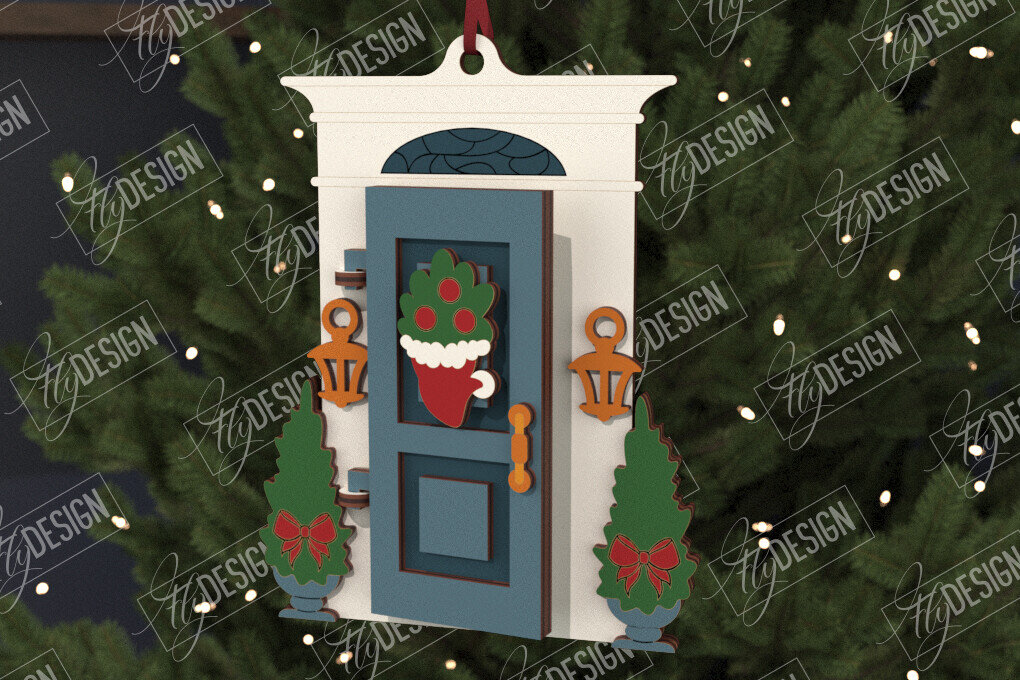 Intra απο ξύλο plywood 3mm-4mm πάχος Χριστουγεννιάτικη Πόρτα | Παιχνίδι Χριστουγεννιάτικου Δέντρου |CNC Δίασταση 15x15 cm INTRAFABR-106592071