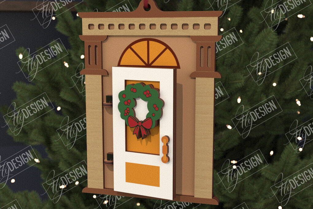 Intra απο ξύλο plywood 3mm-4mm πάχος Χριστουγεννιάτικη Πόρτα | Παιχνίδι Χριστουγεννιάτικου Δέντρου |CNC Δίασταση 15x15 cm INTRAFABR-106592093