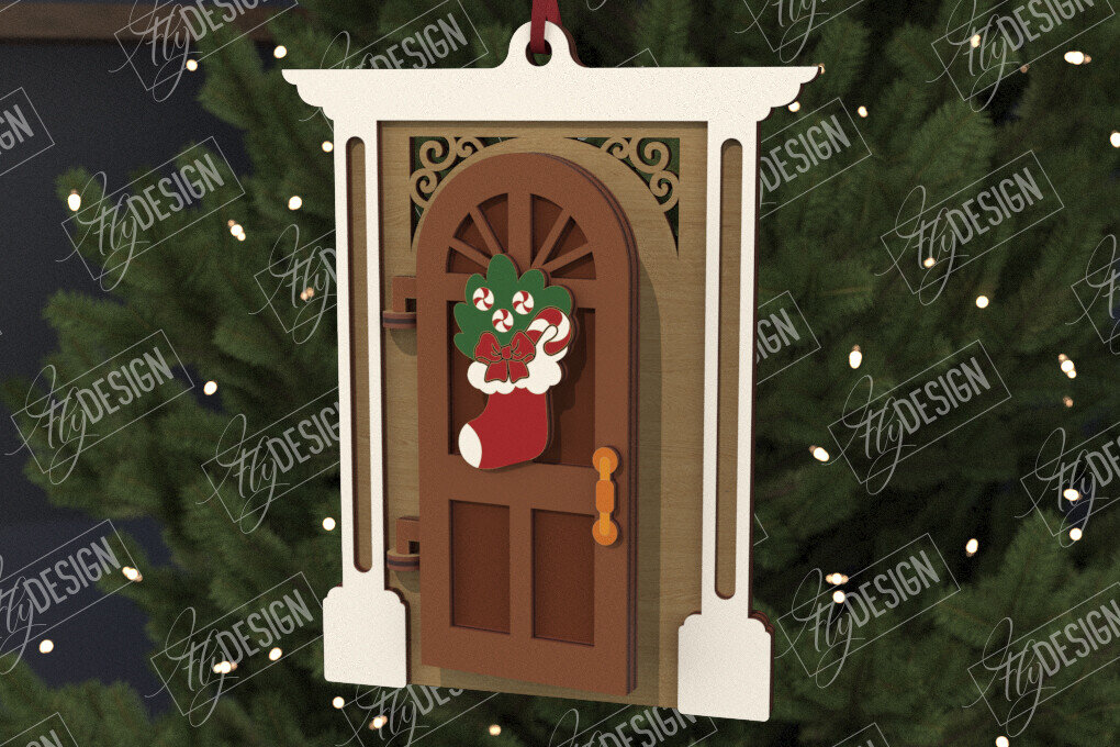 Intra απο ξύλο plywood 3mm-4mm πάχος Χριστουγεννιάτικη Πόρτα | Παιχνίδι Χριστουγεννιάτικου Δέντρου |CNC Δίασταση 15x15 cm INTRAFABR-106591941