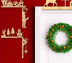 Intra απο ξύλο plywood 3mm-4mm πάχος Χριστουγεννιάτικο Γωνιακής Πόρτας Δίασταση 15x15 cm INTRAFABR-80594319