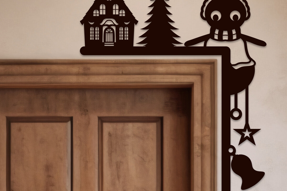 Intra απο ξύλο plywood 3mm-4mm πάχος Χριστουγεννιάτικη γωνιακή πόρτα με λέιζερ Δίασταση 15x15 cm INTRAFABR-105738091