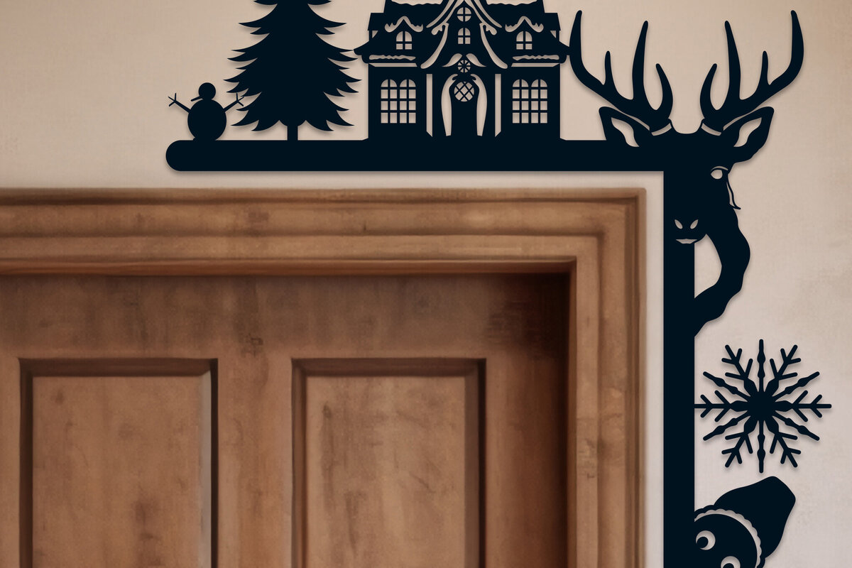 Intra απο ξύλο plywood 3mm-4mm πάχος Χριστουγεννιάτικη γωνιακή πόρτα με λέιζερ Δίασταση 15x15 cm INTRAFABR-105738099