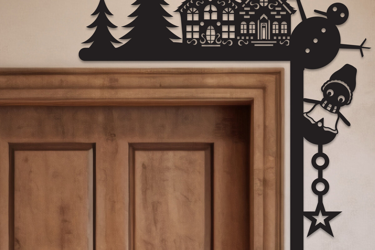 Intra απο ξύλο plywood 3mm-4mm πάχος Χριστουγεννιάτικη γωνιακή πόρτα με λέιζερ Δίασταση 15x15 cm INTRAFABR-105738107