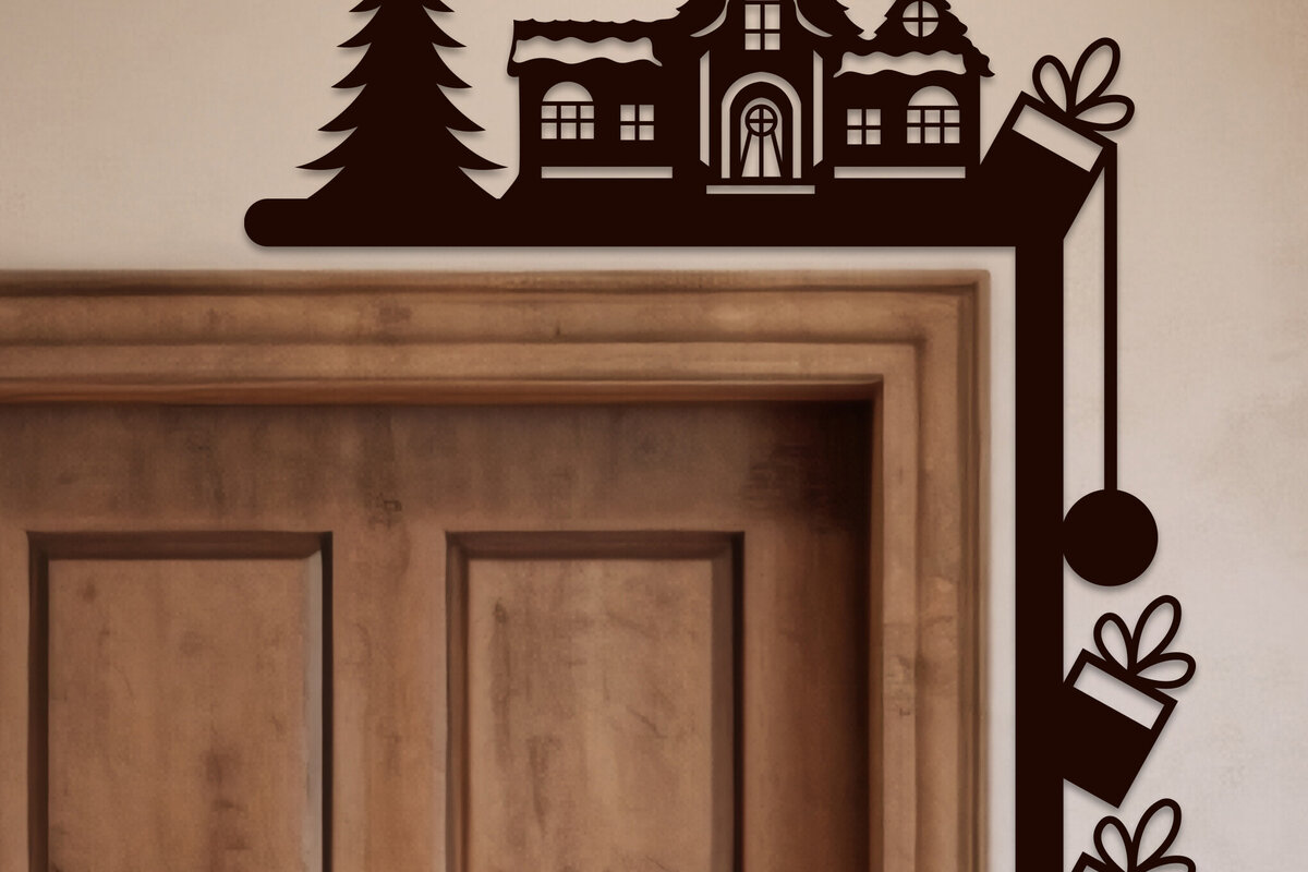 Intra απο ξύλο plywood 3mm-4mm πάχος Χριστουγεννιάτικη Γωνιακή Πόρτα Δίασταση 15x15 cm INTRAFABR-105790930 - Image 3
